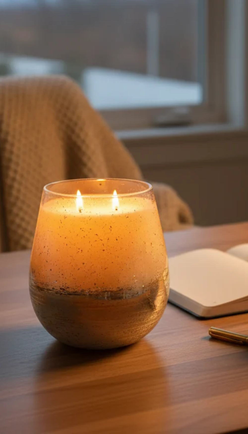 Lux Speckled Gold Large Candle 1.3kg | Hand-Blown Glass | Soy Wax