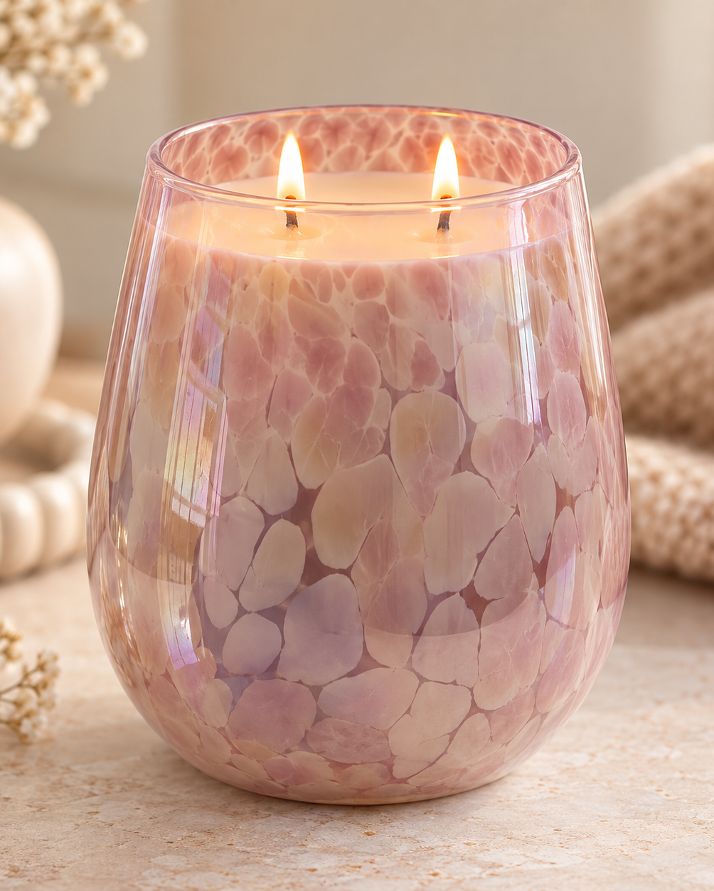 Limited Edition Blush Hand-Blown Glass Candle | 1.3kg Soy Wax