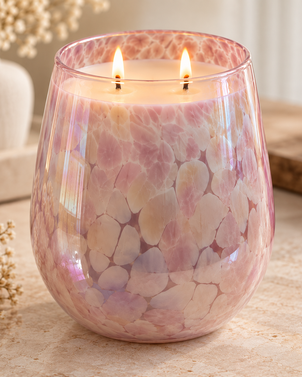 Limited Edition Blush Hand-Blown Glass Candle | 1.3kg Soy Wax