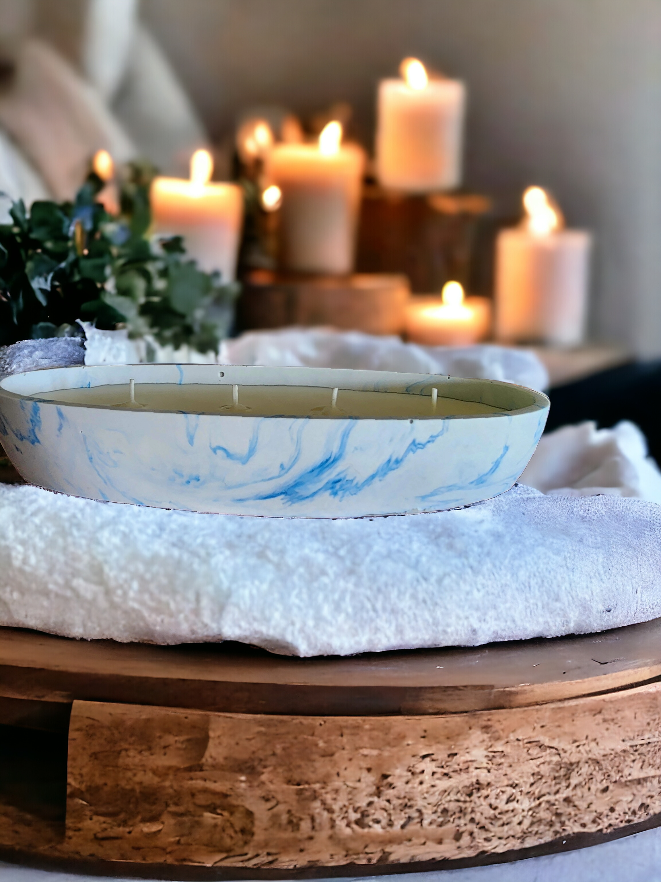 Lux Handcrafted Jesmonite Oval Scented Candle | Scented Soy Wax | 200g