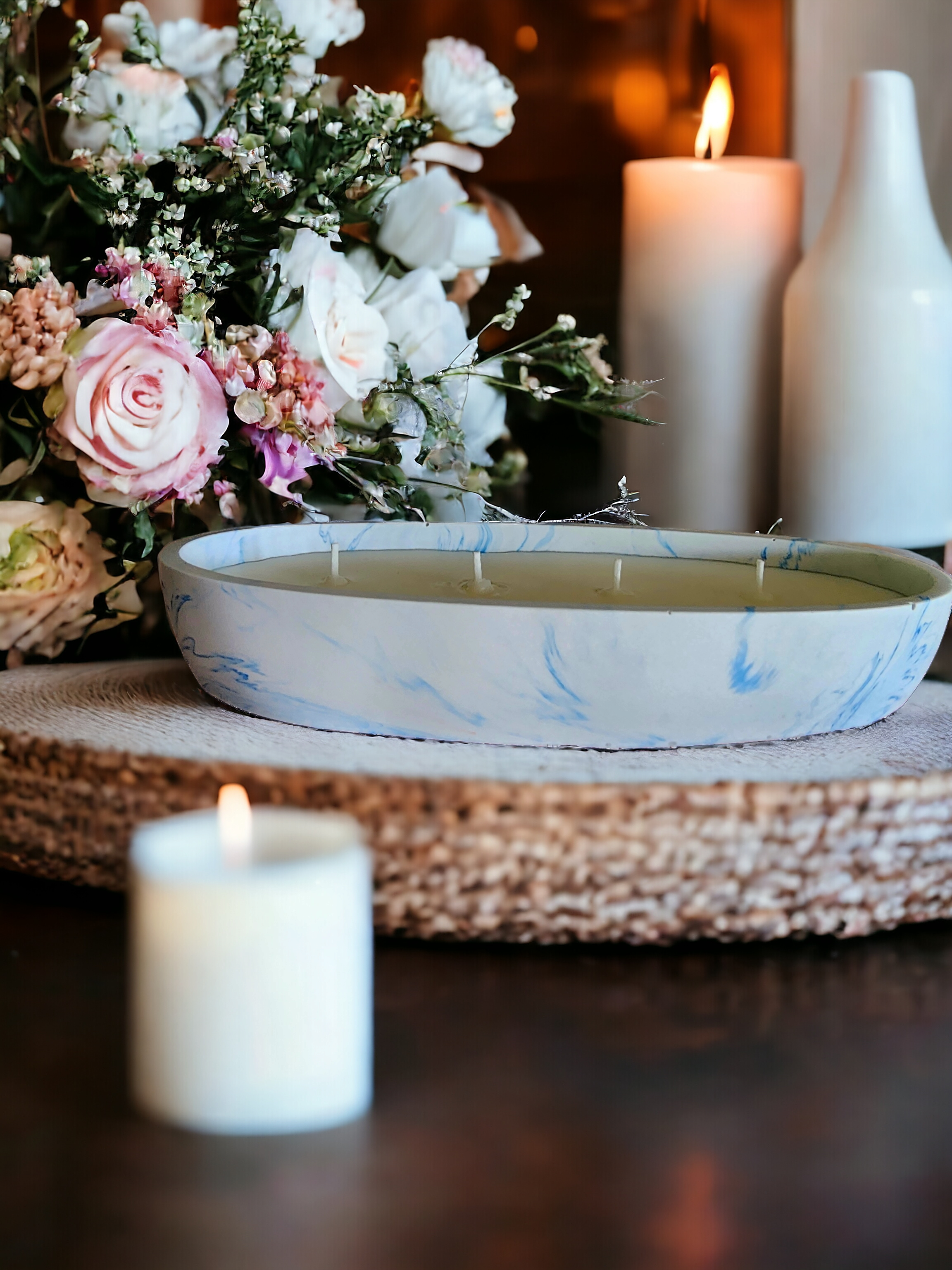 Lux Handcrafted Jesmonite Oval Scented Candle | Scented Soy Wax | 200g
