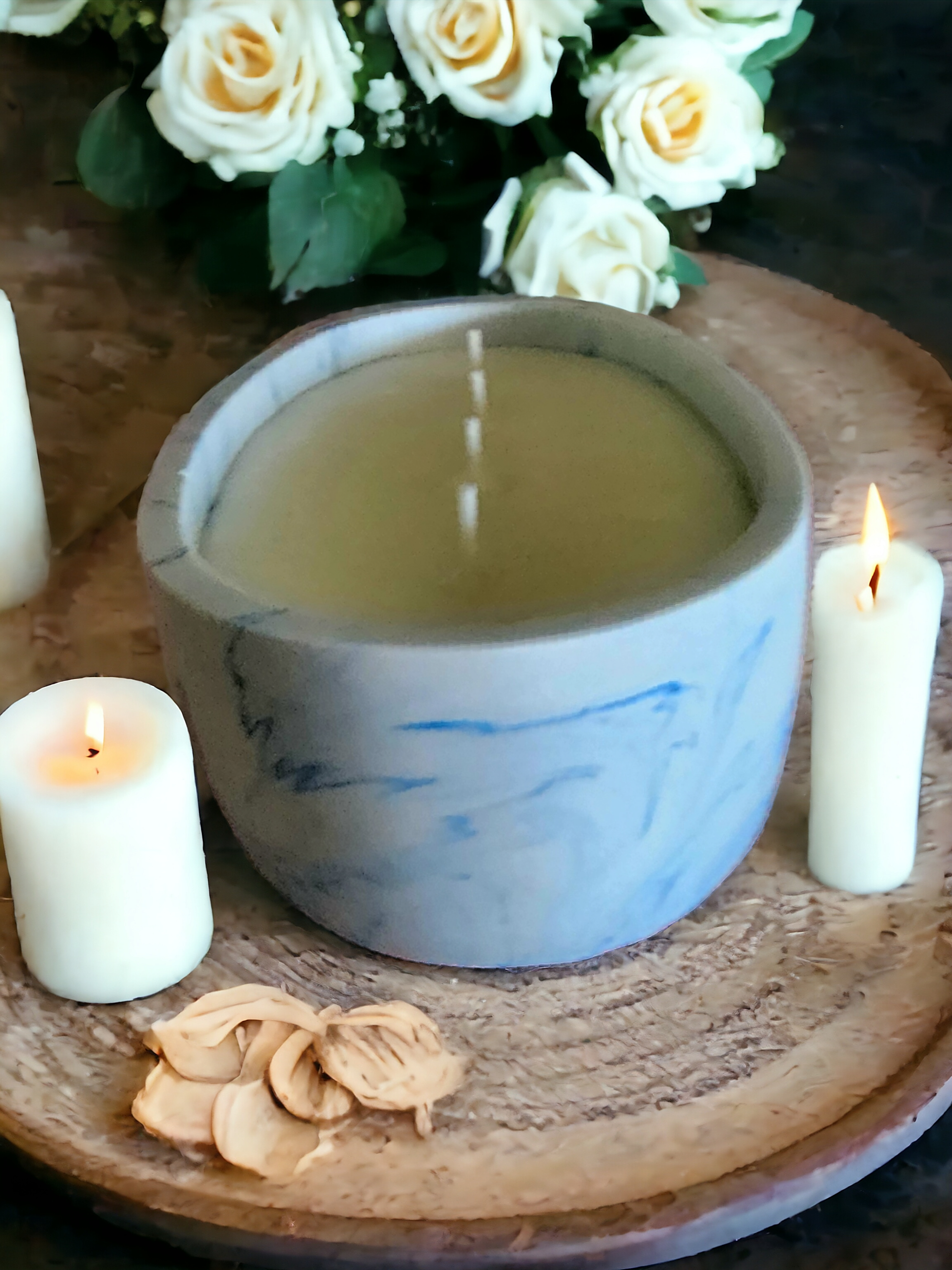 Lux Handcrafted Jesmonite Oval Scented Candle | Scented Soy Wax | 200g