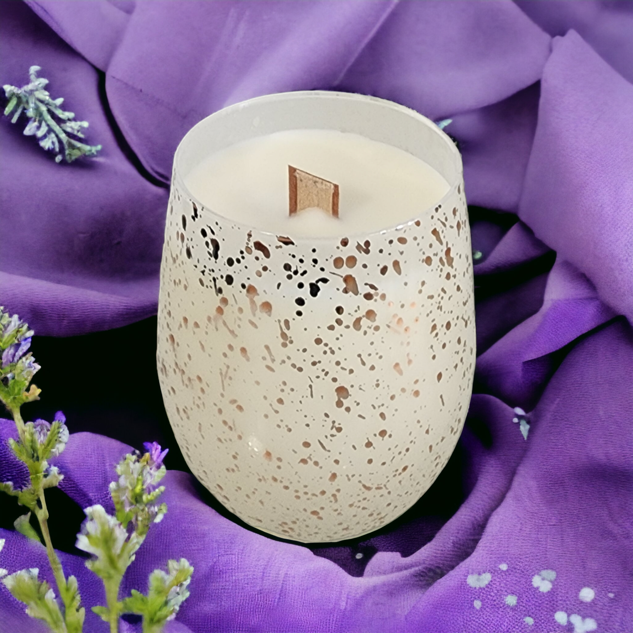 Speckled Rose Gold scented candle-front view