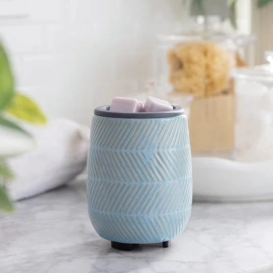 Electric Blue Herringbone Flip Dish Wax Warmer | Complimentary Wax Melt