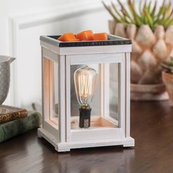Electric Weathered White Lantern Illumination Warmer | Complimentary Wax Melt