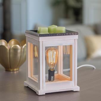 Electric Weathered White Lantern Illumination Warmer | Complimentary Wax Melt