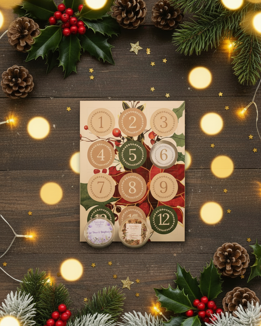 Advent Calendar with Green Bokeh Background