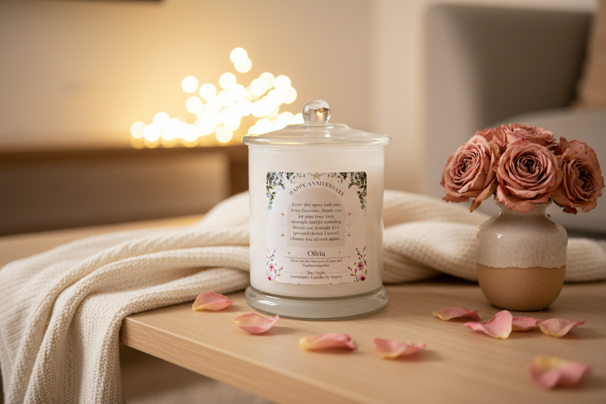 Anniversary White No-Photo Candle — Living Room