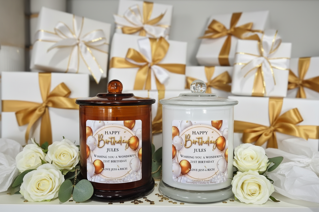 Birthday — Both Jars with Gift Pile Background