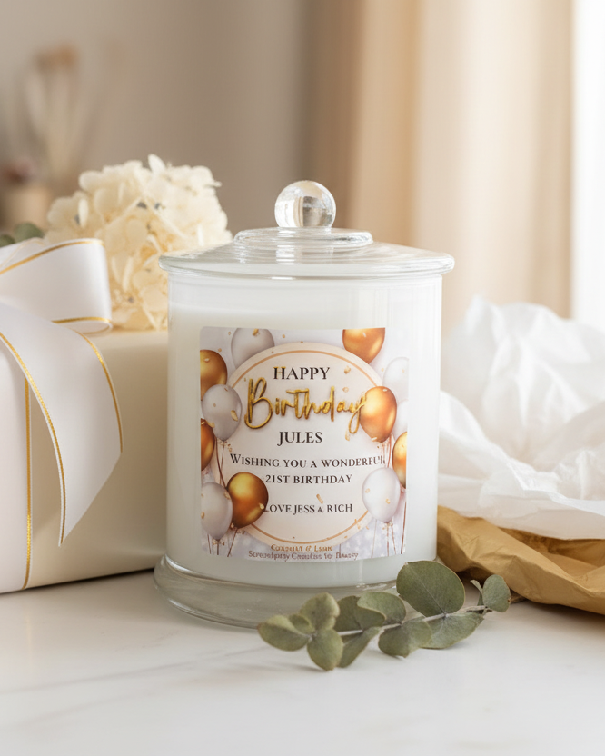 Birthday Candle styled with gifts