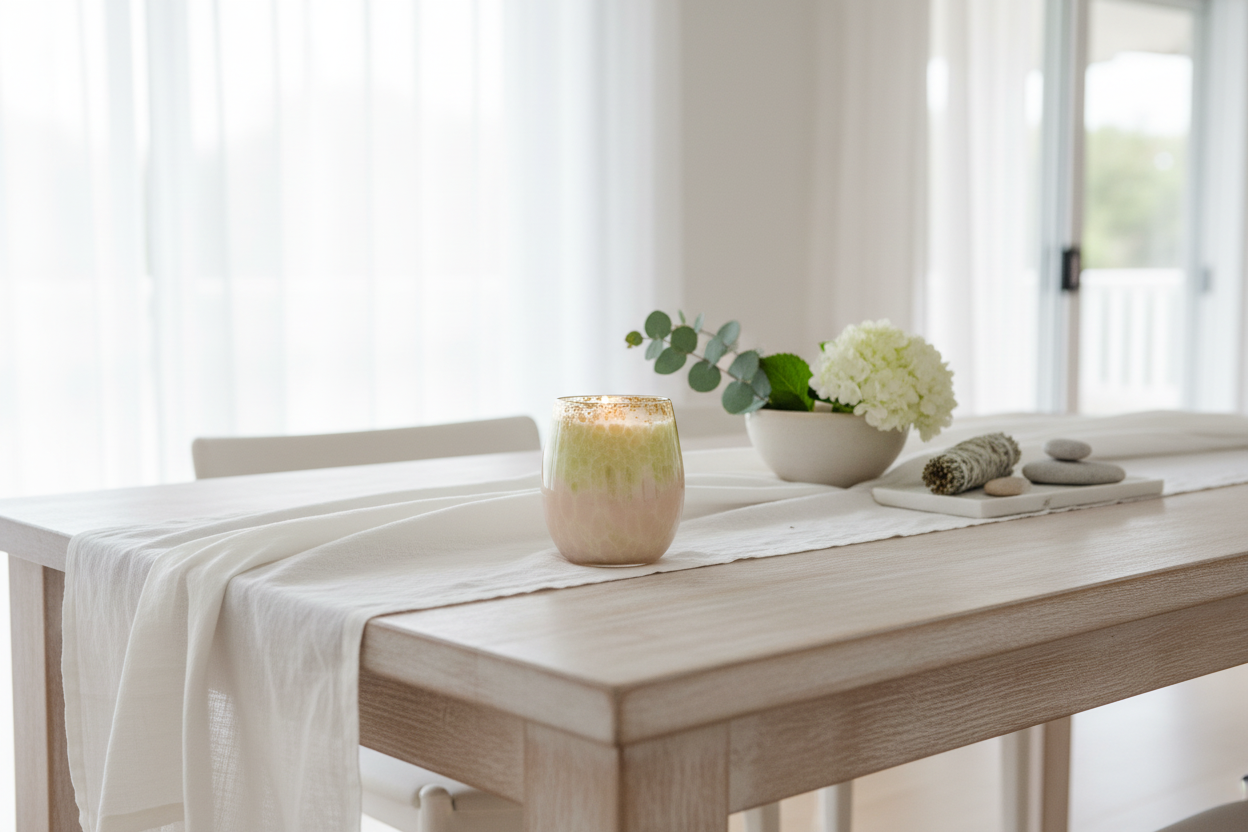 Candle in bright, light setting