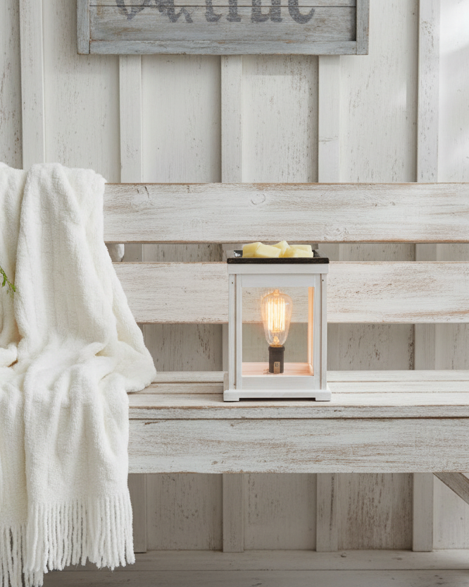 Electric Weathered White Lantern Illumination Warmer