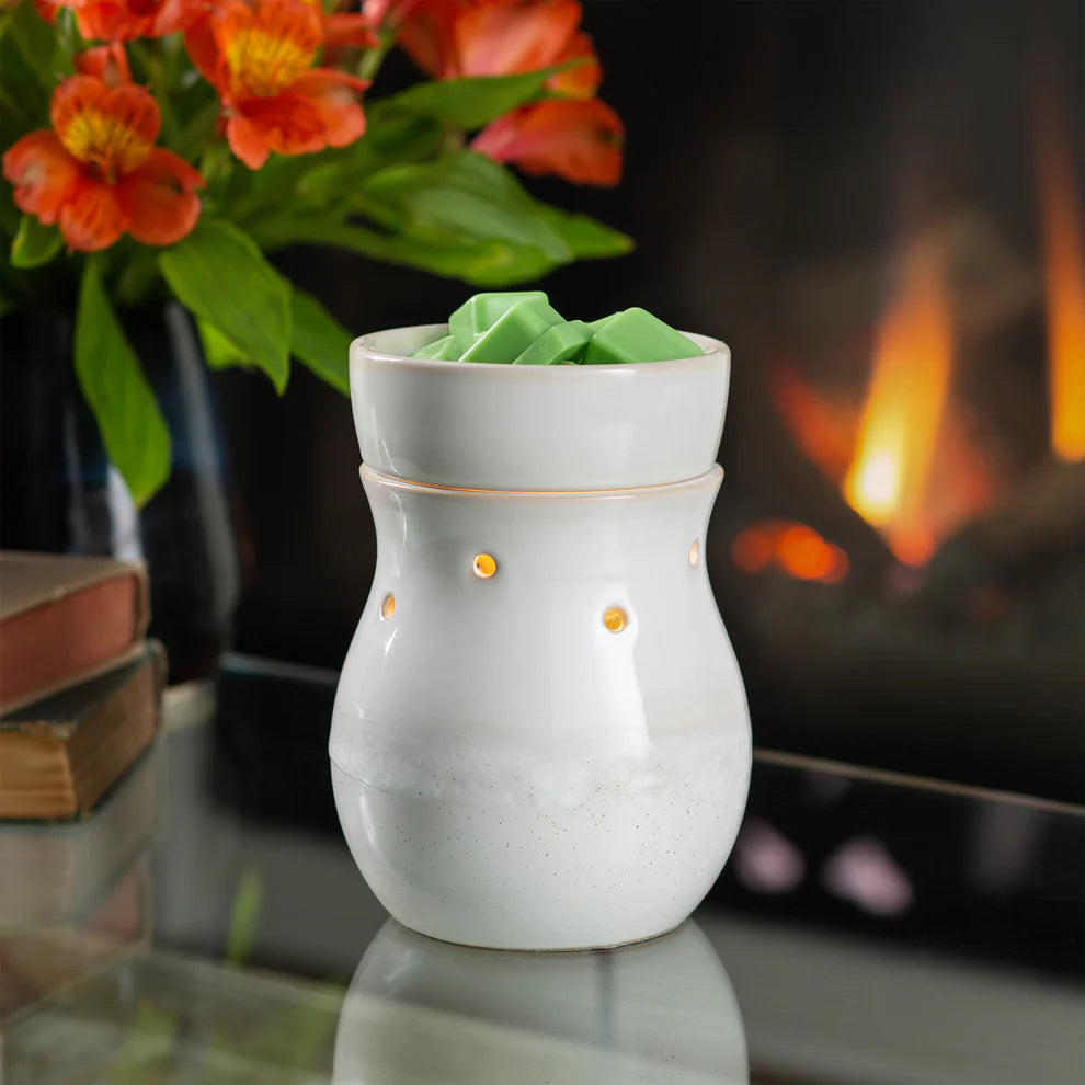 Electric Frosted Farmhouse Illumination Warmer | Complimentary Scented Wax Melt as Free Gift