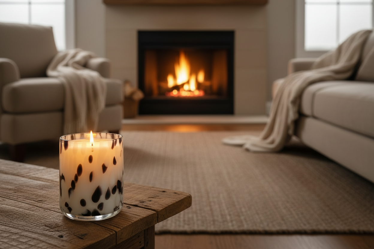 Grace Luxury Candle | Cosy Fireplace Setting