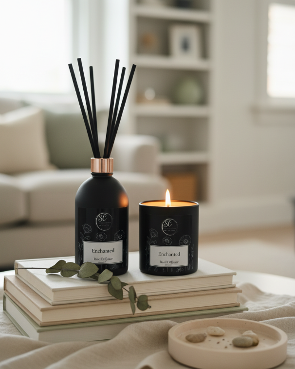 The Enchanted Collection | Matte Black Candle & Reed Diffuser Set