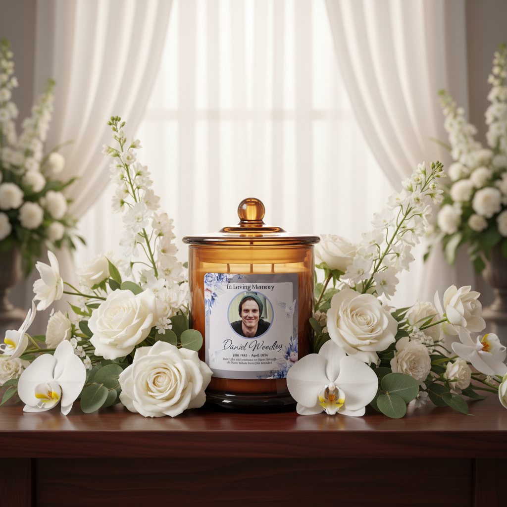 In Loving Memory — Floral Amber Jar — Chapel Setting
