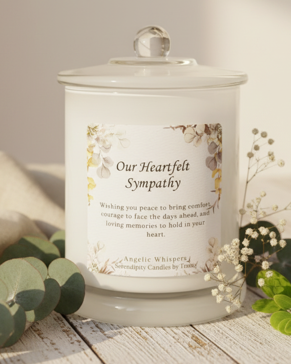 Our Heartfelt Sympathy — White Jar — Light Surface with Botanicals
