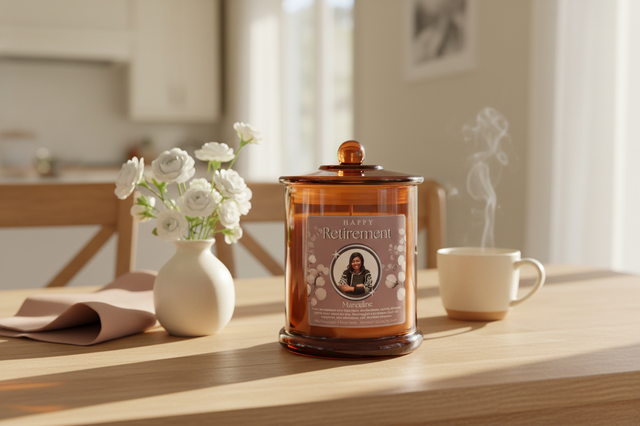 Retirement Amber Candle — Dining Table Setting