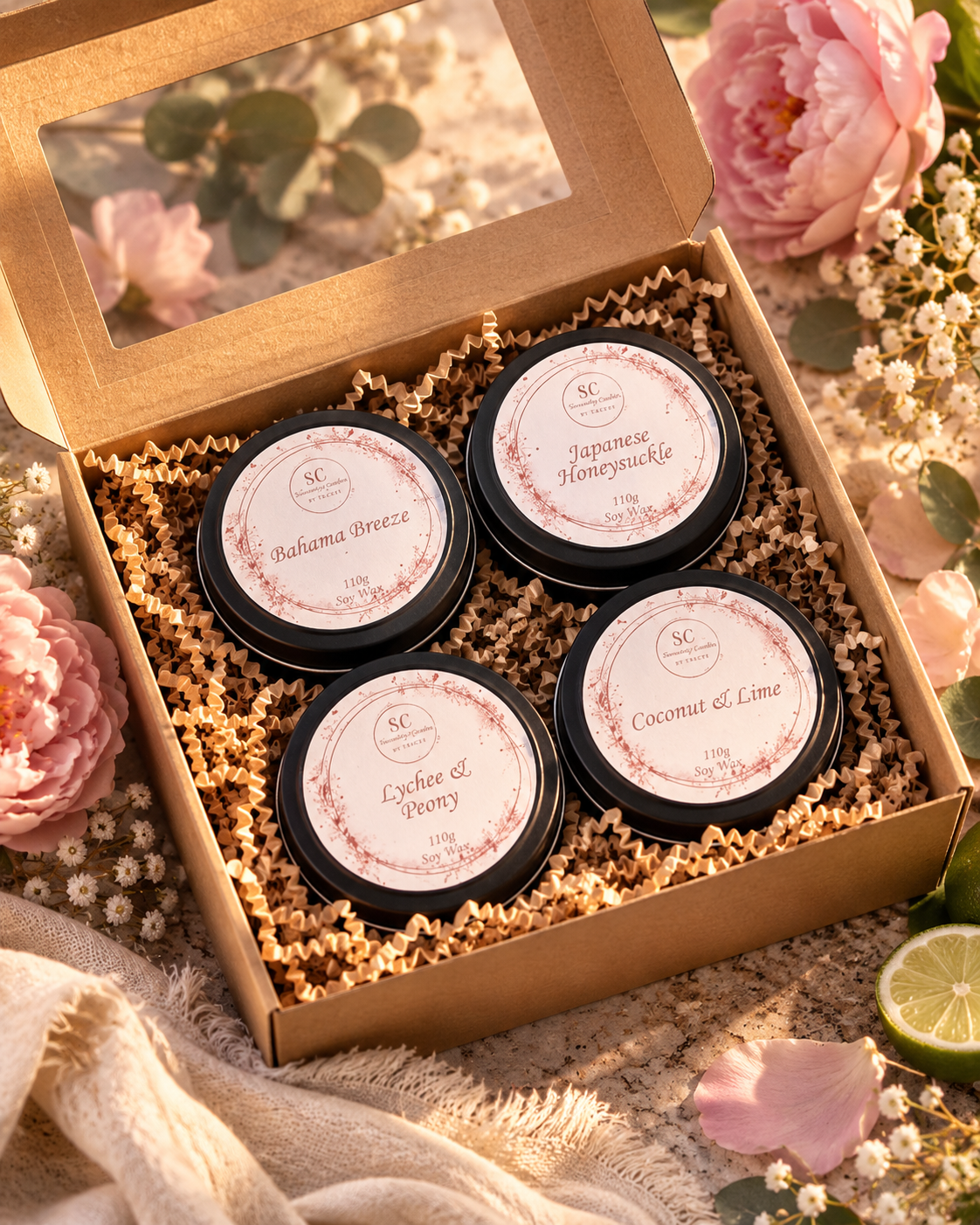 Signature Mini Candle Collection | 4 × 110g Soy Candles | Up to 25 Hours Each