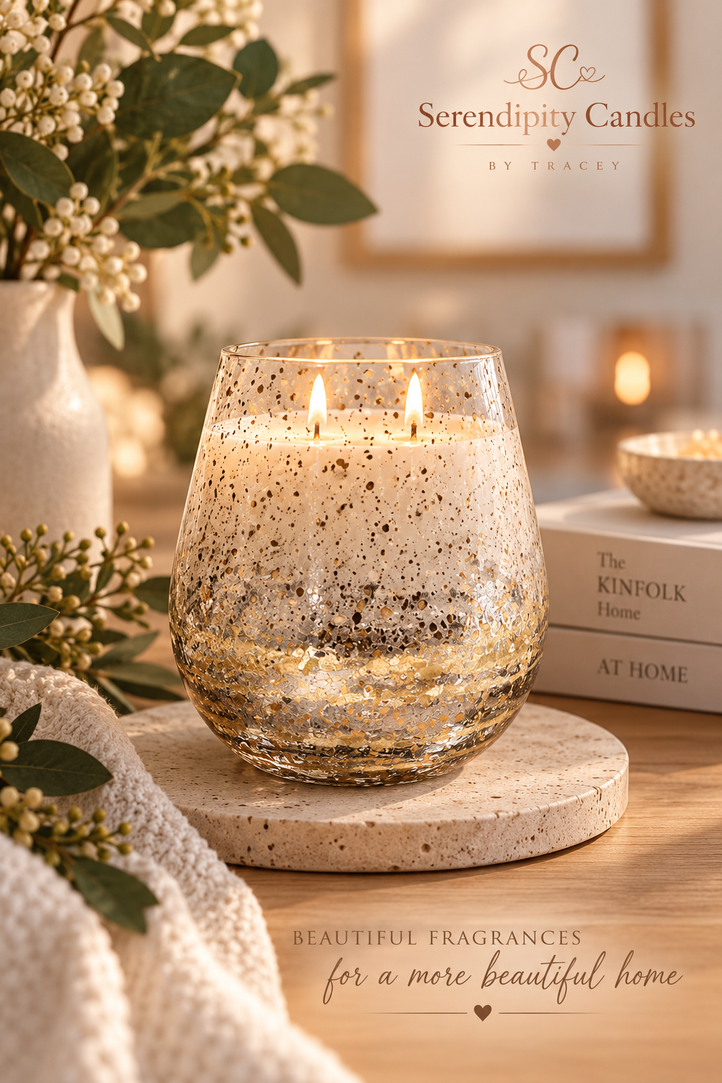 Lux Speckled Gold Large Candle 1.3kg | Hand-Blown Glass | Soy Wax