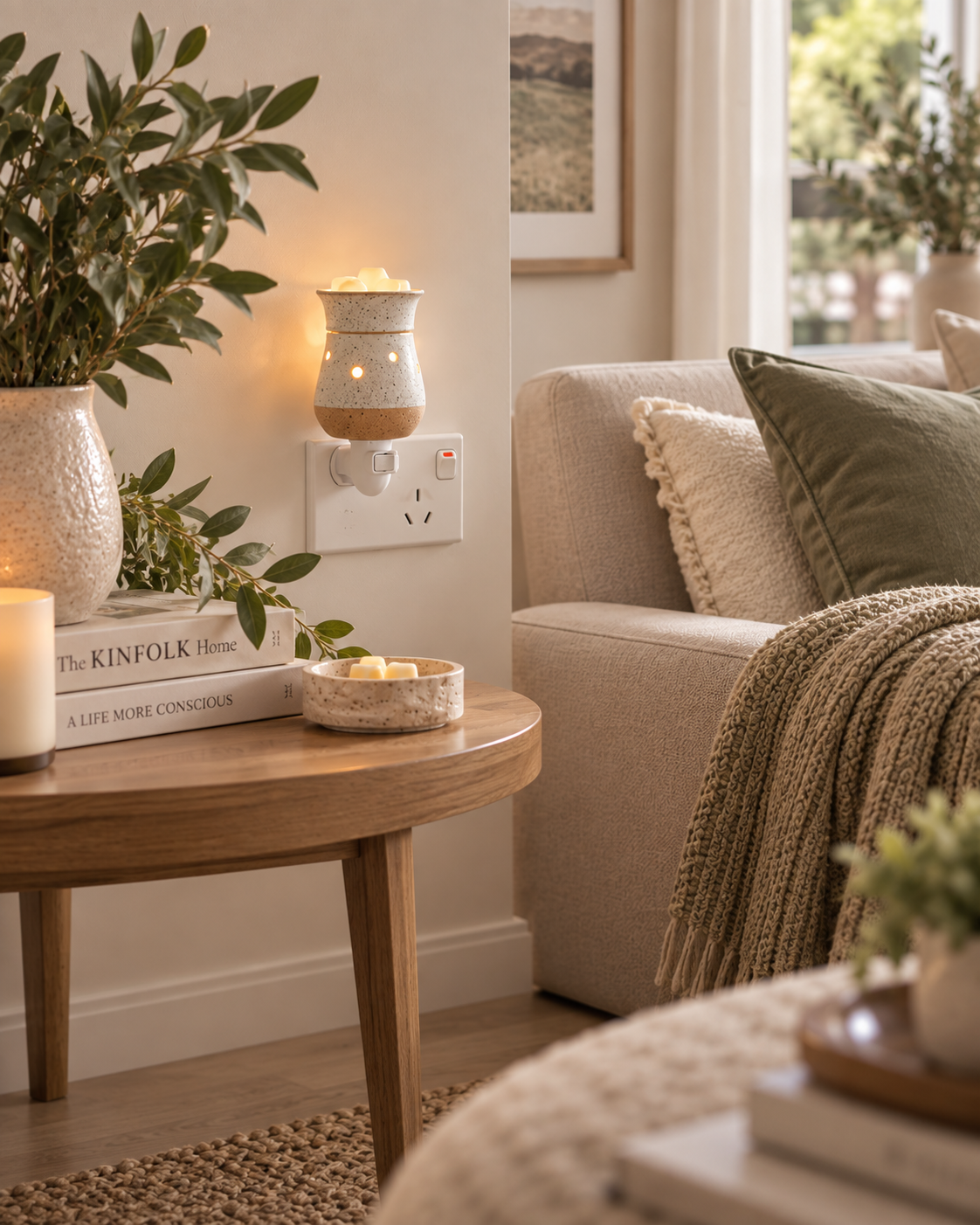 Rustic White Pluggable Warmer | Complimentary Scented Wax Melt as Free Gift