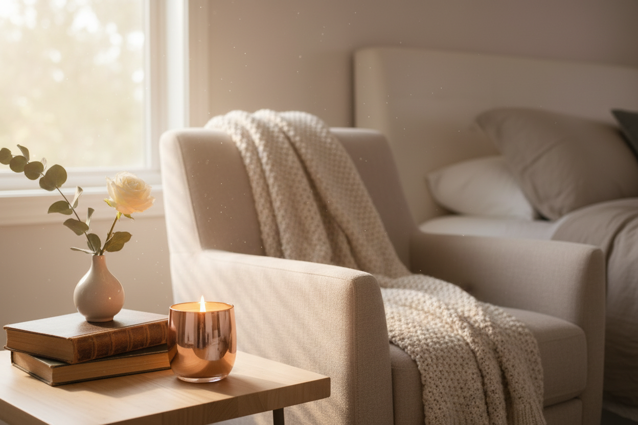 Rose Gold Candle Cozy Lifestyle