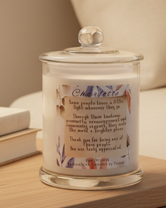 Someone Special White Candle on Bedside Table
