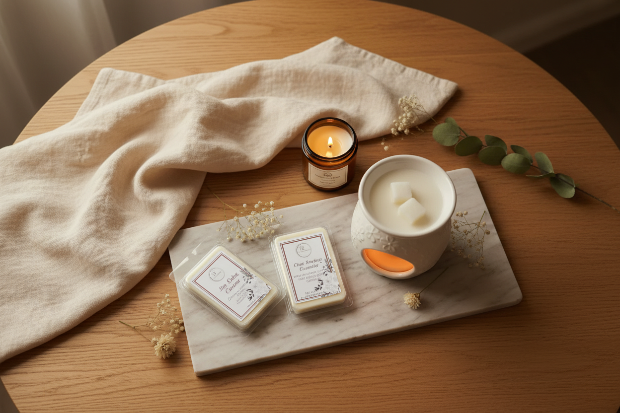 Wax melts flat lay scene