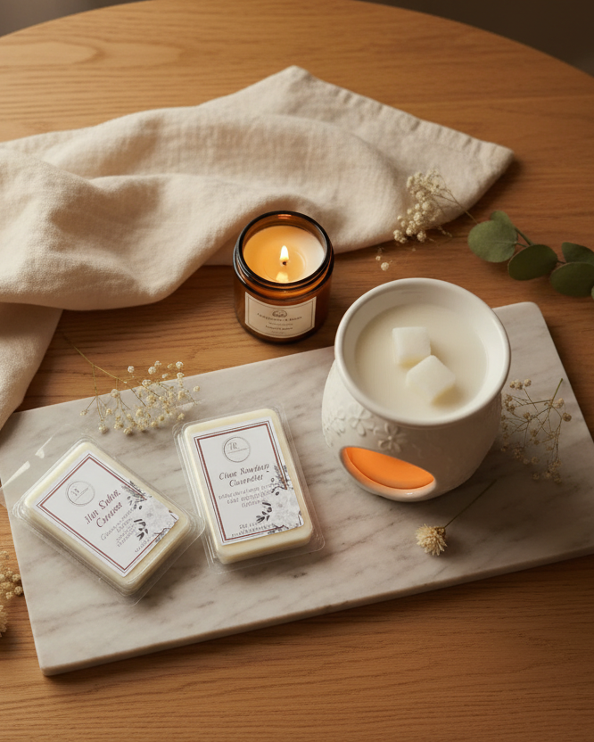 Wax melts flat lay scene