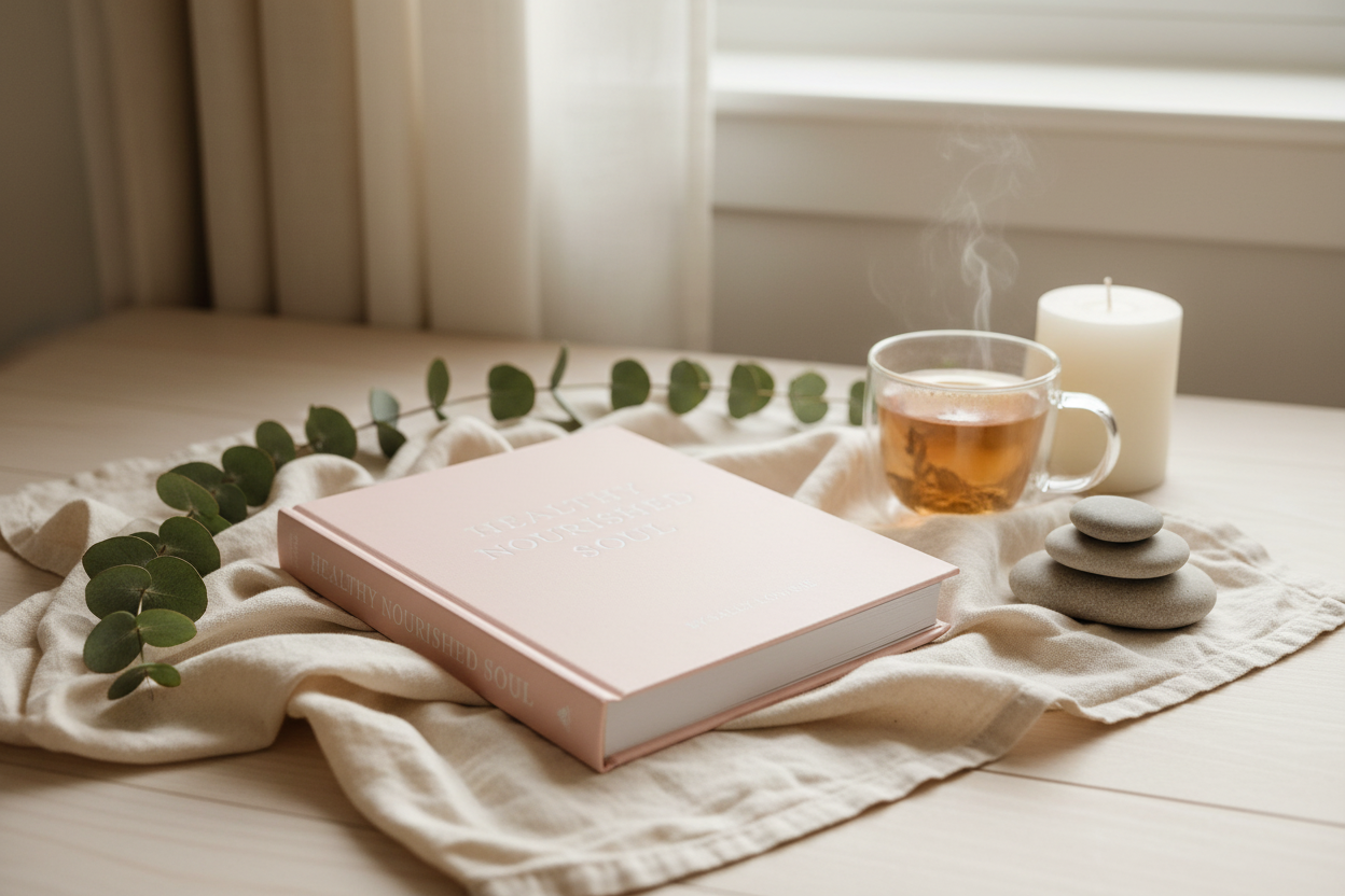 Wellness book in calming setting