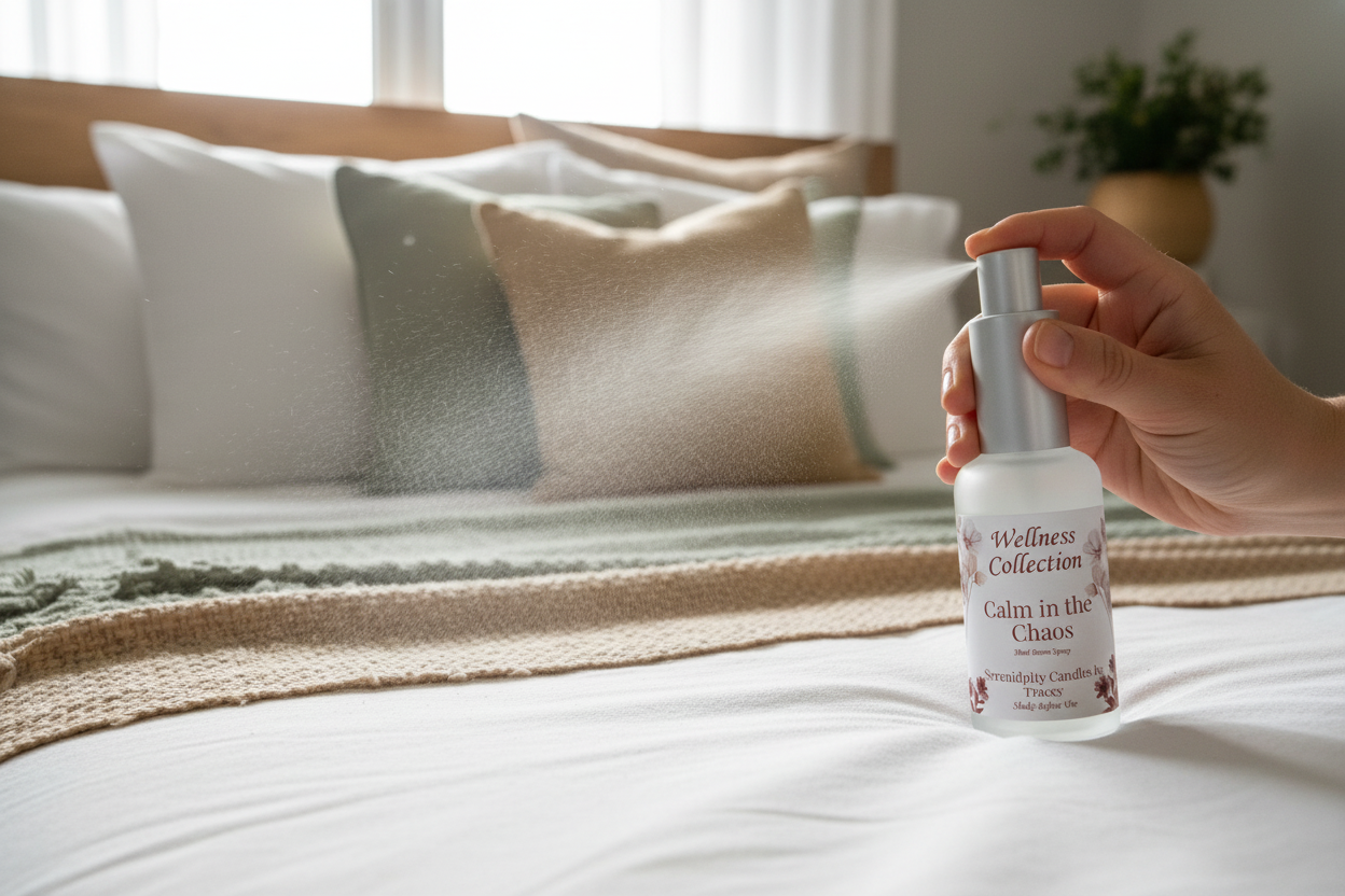 Wellness Room Spray on Bed Linen
