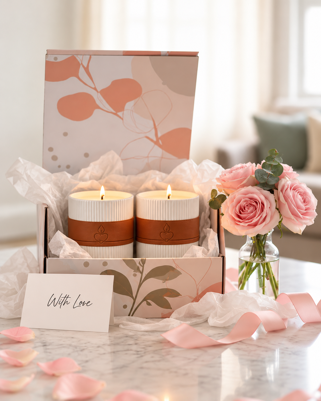 White Ribbed Duo | 2 × 280g Soy Candles | Up to 30 Hours Each