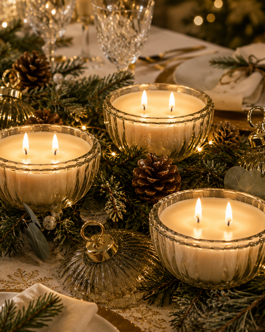 Set of 3 Christmas Bauble Candles | 70 Hours of Scent | 600g Soy Wax