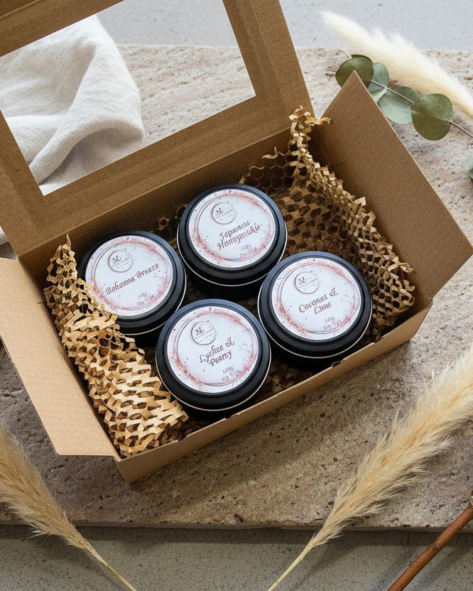 4 Mini Sample Candles Inside Gift Box - Premium Brand