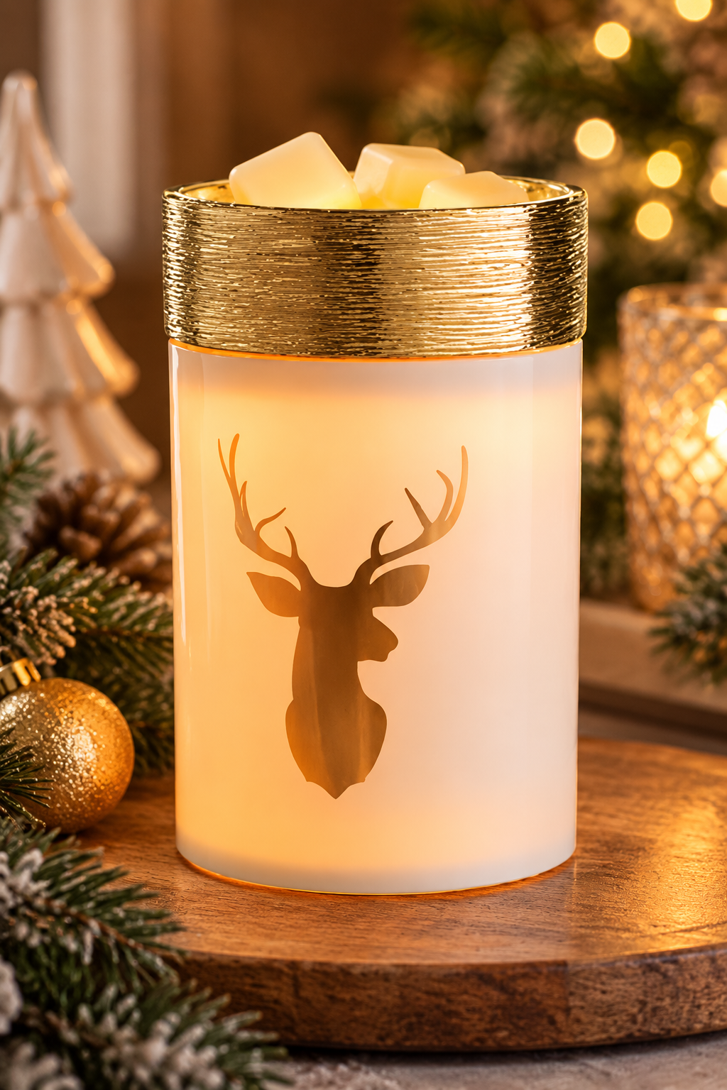 Golden Reindeer Christmas Wax Warmer | Complimentary 90g Wax Melt