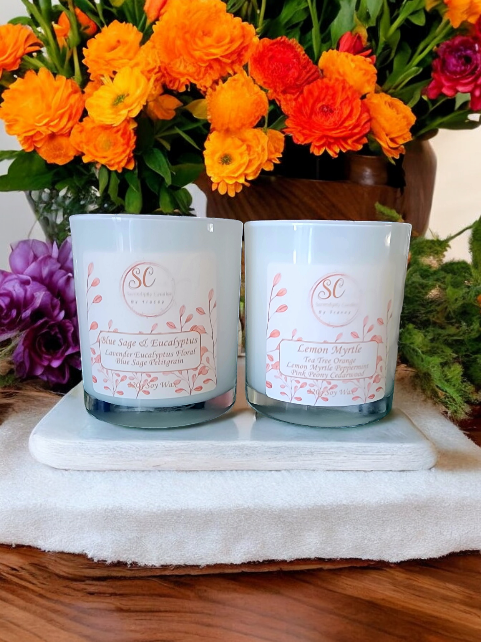 2 Large Scentd Soy Wax Candles