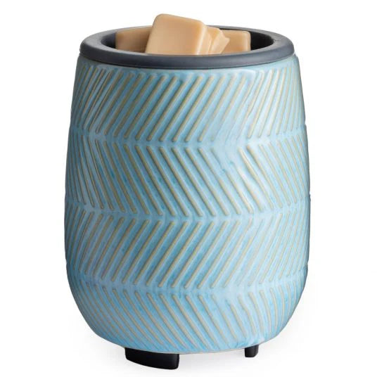 Blue Herringbone Flip Dish Wax Warmer | Complimentary Wax Melt