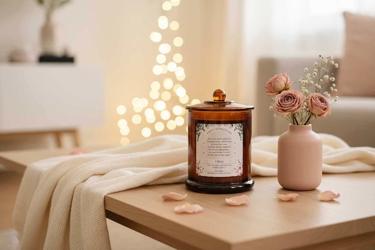 Anniversary Amber No-Photo Candle — Living Room