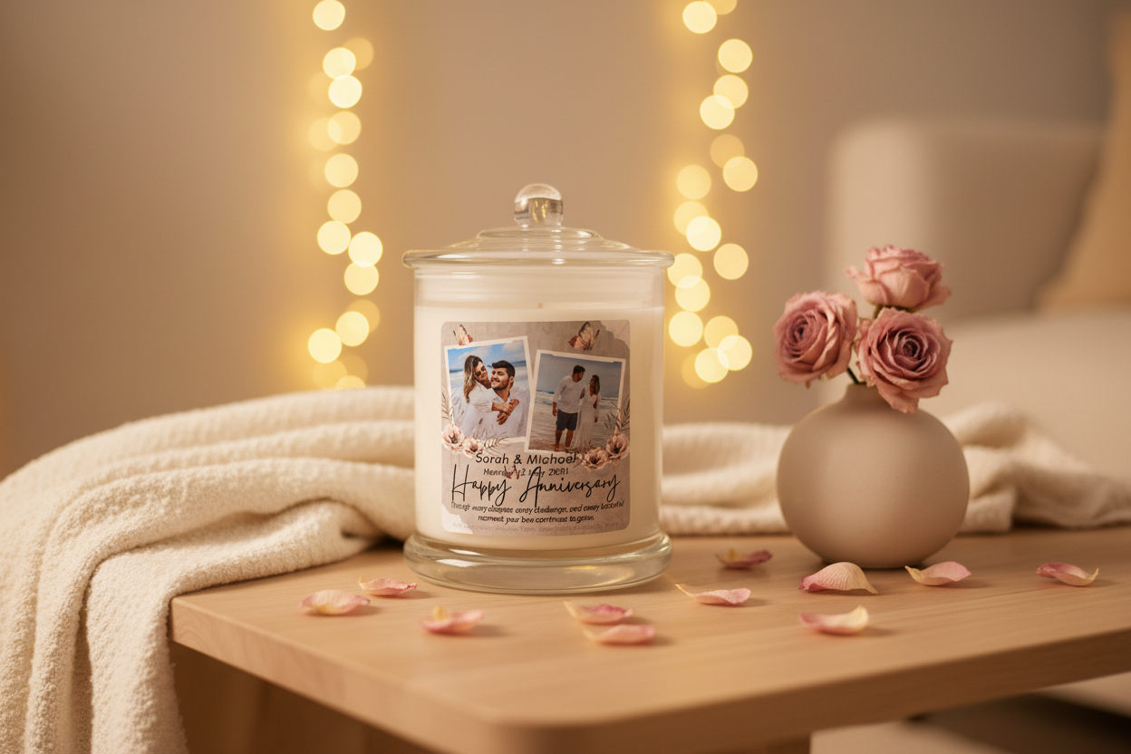 Anniversary White Candle — Living Room