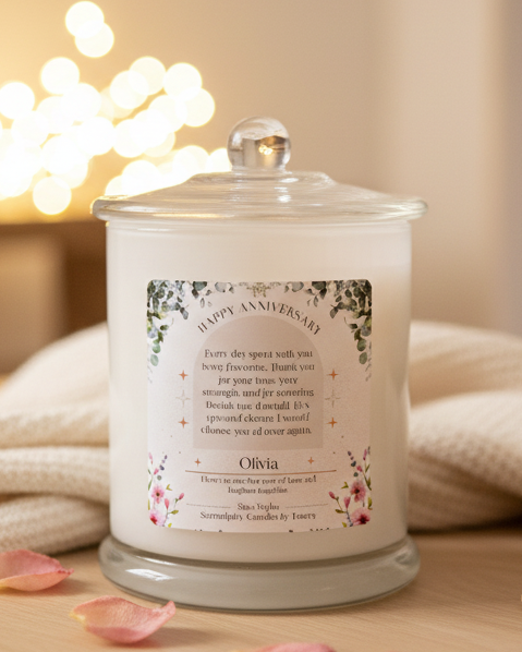 Anniversary White No-Photo Candle — Living Room