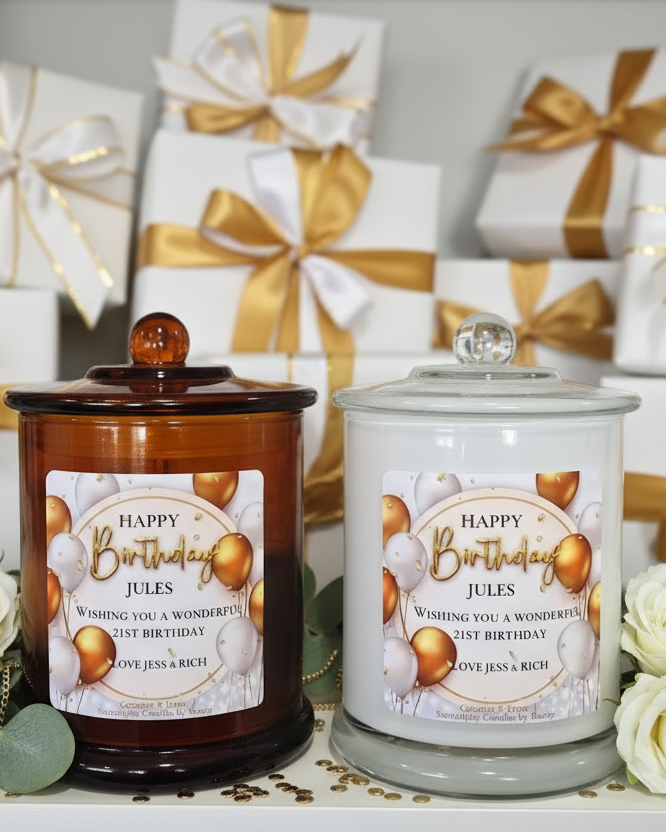 Birthday — Both Jars with Gift Pile Background
