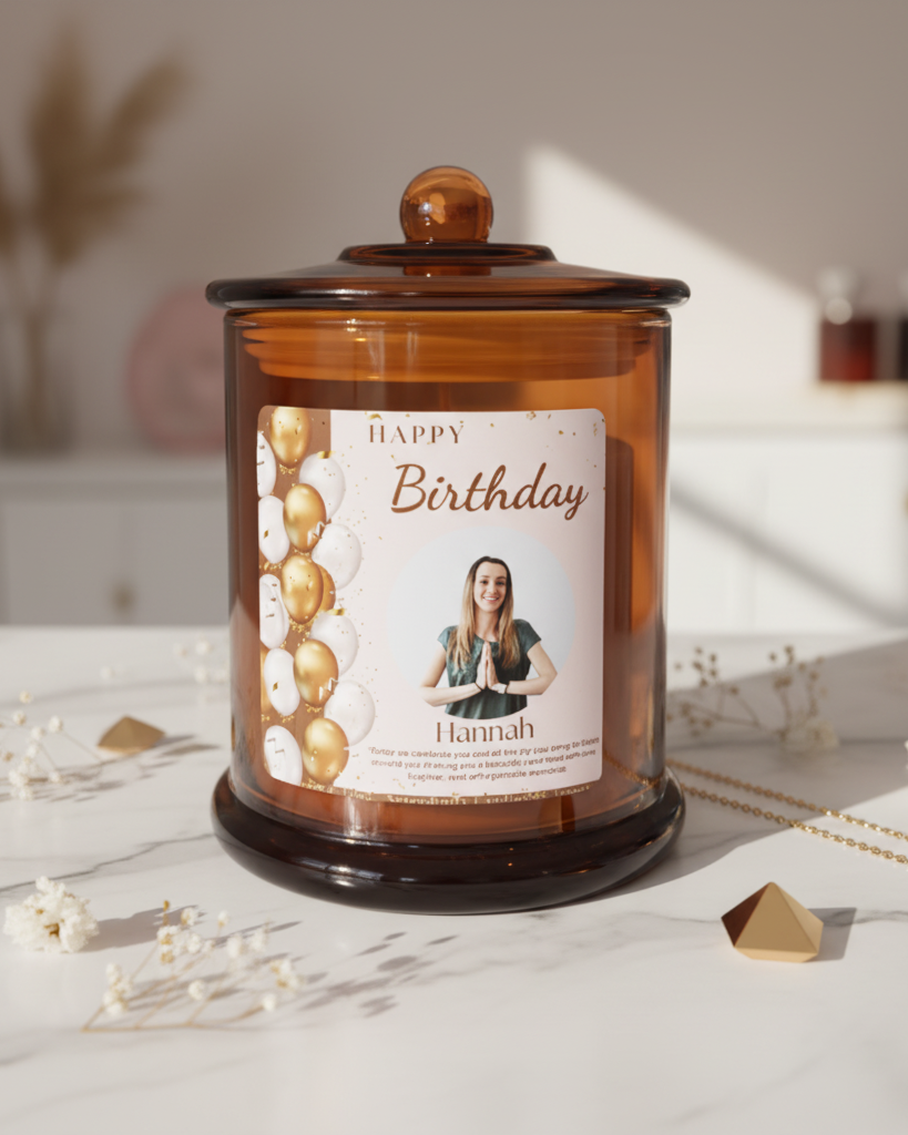 Birthday — Gold White Balloons Amber Jar On Brand