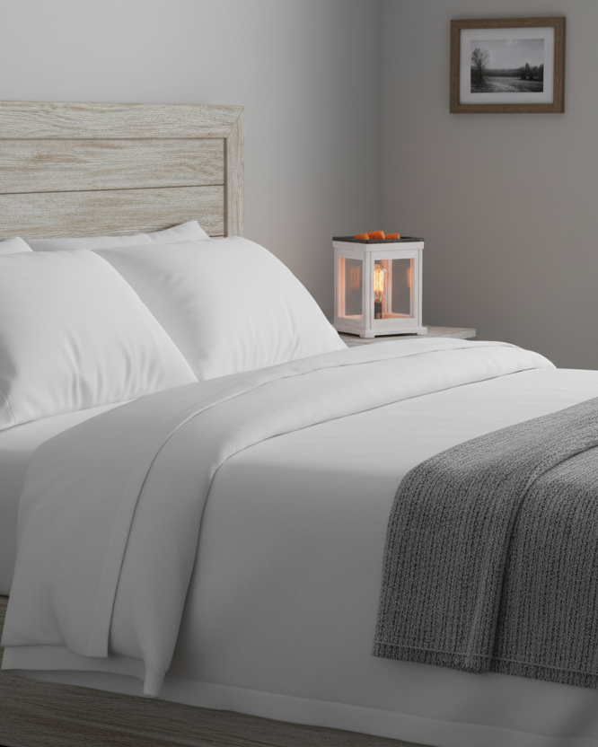 Electric Weathered White Lantern - Bedroom