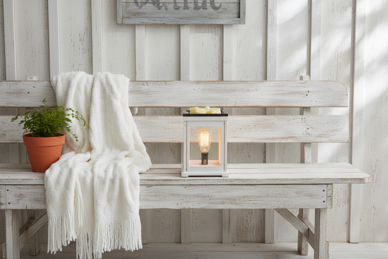 Electric Weathered White Lantern Illumination Warmer