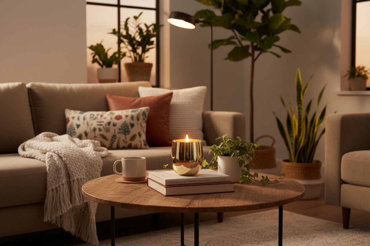 Gold Candle Lifestyle Setting