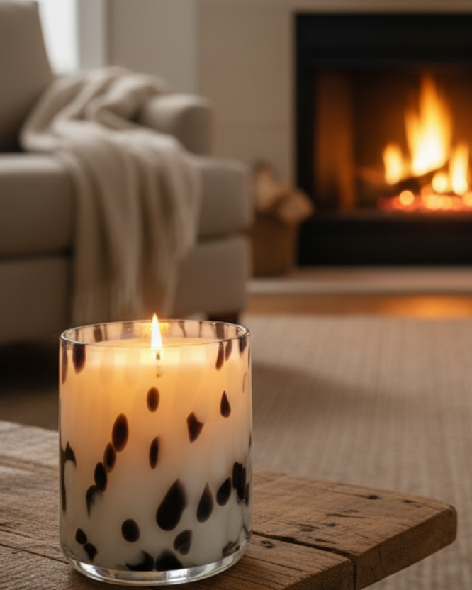 Grace Luxury Candle | Cosy Fireplace Setting