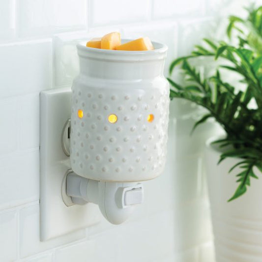 White Hobnail Pluggable Warmer | Complimentary Wax Melt