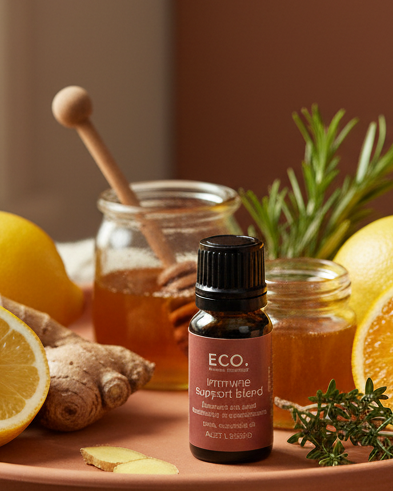 Immune Support Blend Essential Oil Wellness Setting