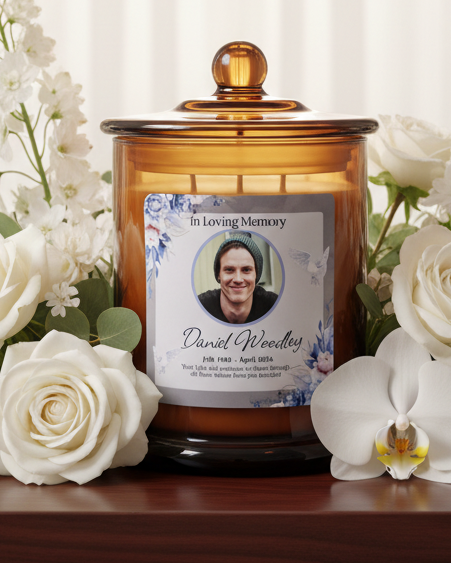 In Loving Memory — Floral Amber Jar — Chapel Setting