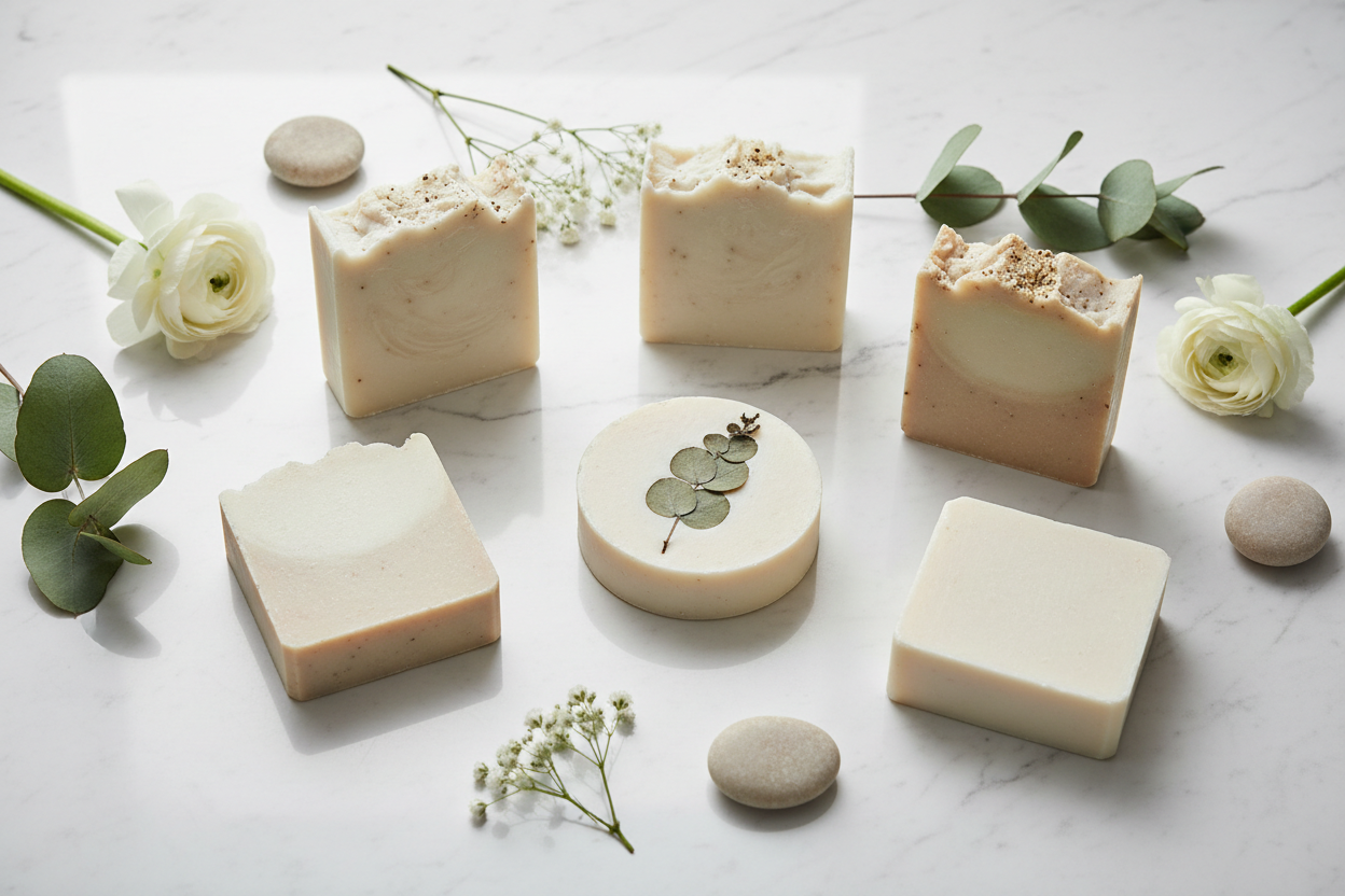 Light Handmade Soaps with Natural Elements